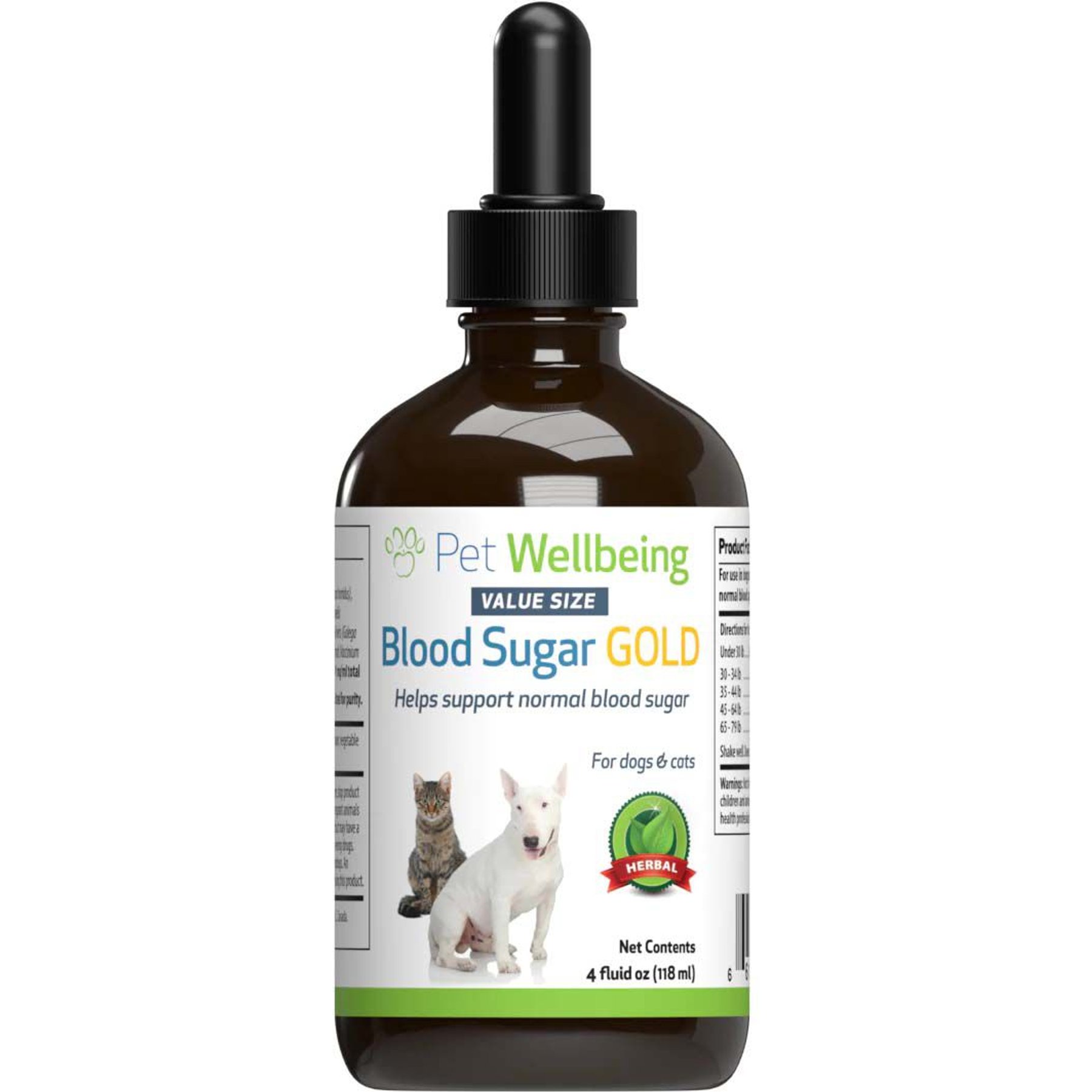 Pet Wellbeing Blood Sugar GOLD Bacon Flavored Liquid Diabetes Supplement for Dogs & Cats, 4-oz bottle