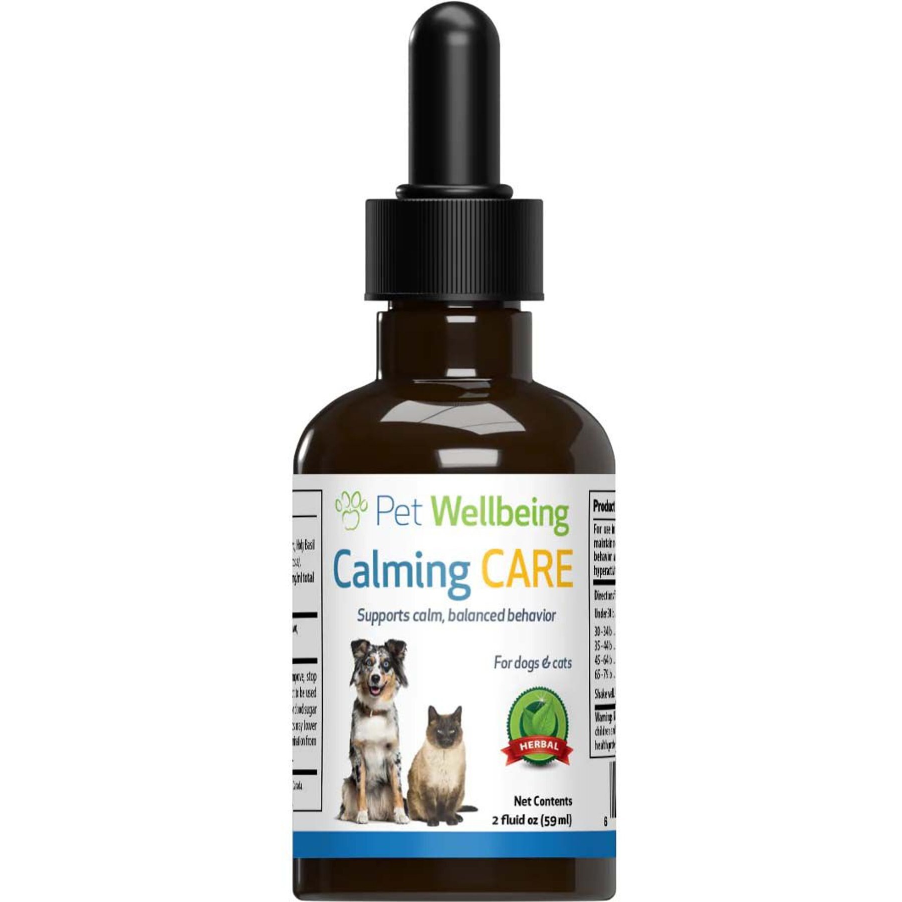 Pet Wellbeing Calming CARE Bacon Flavored Liquid Calming Supplement for Cats & Dogs, 2-oz bottle