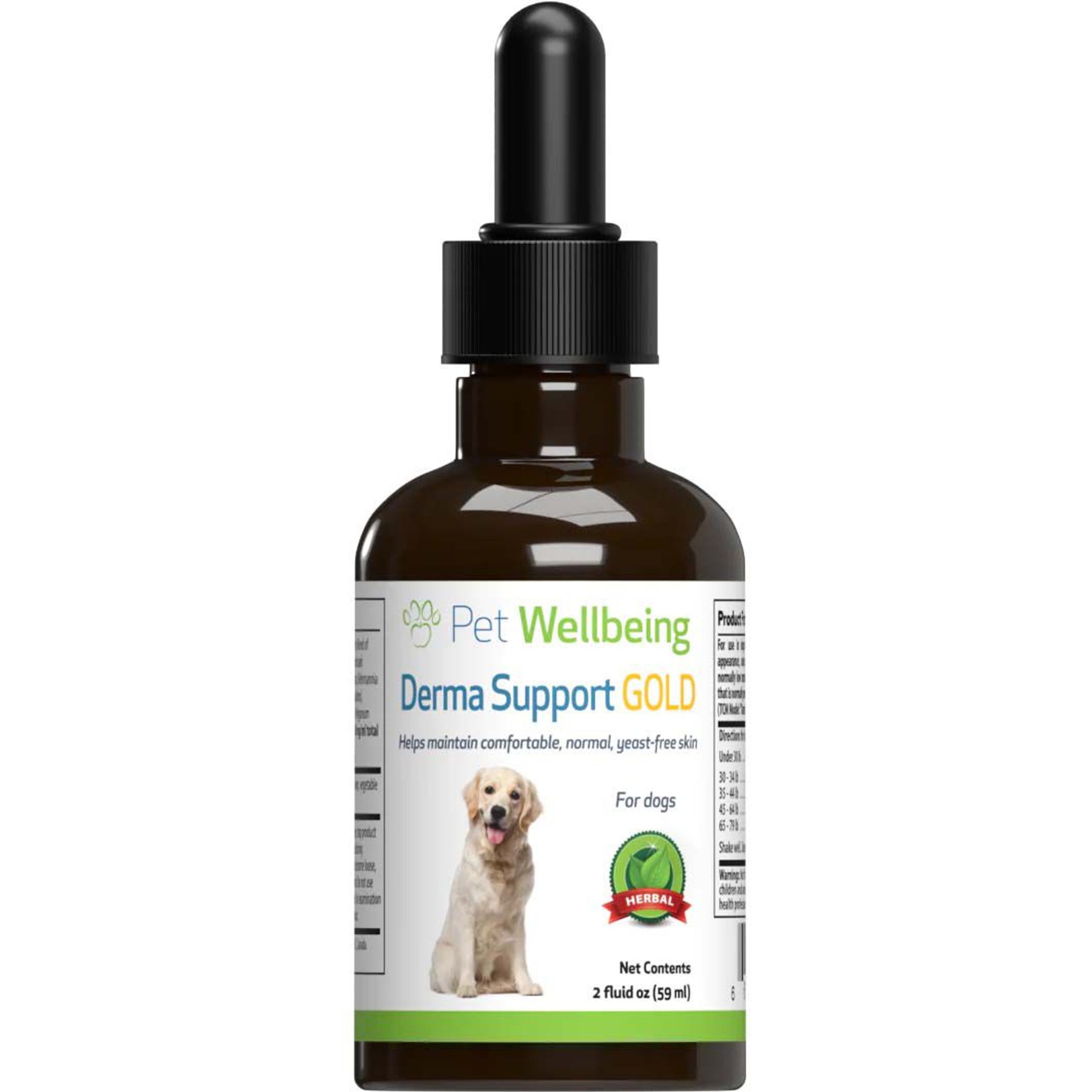 Pet Wellbeing Derma Support GOLD Liquid Skin & Coat Supplement for Dogs, 2-oz bottle