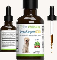 Pet Wellbeing Derma Support GOLD Liquid Skin & Coat Supplement for Dogs, 2-oz bottle slide 2 of 9