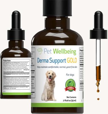 Show full view: Pet Wellbeing Derma Support GOLD Liquid Skin & Coat Supplement for Dogs, 2-oz bottle slide 3 of 11