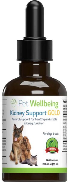 Pet Wellbeing Kidney Support GOLD Bacon Flavored Liquid Kidney Supplement for Dogs & Cats