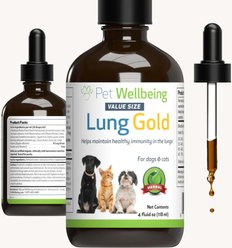 Pet Wellbeing Lung GOLD Bacon Flavored Liquid Respiratory Supplement for Cats, 4-oz bottle slide 2 of 9