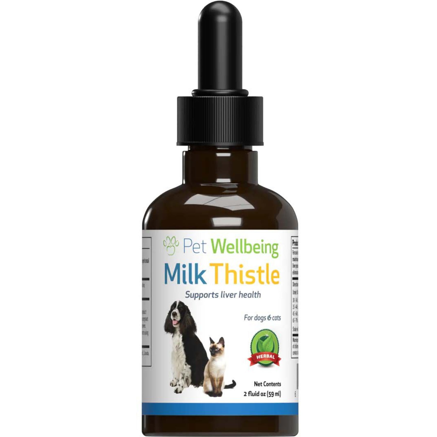 Pet Wellbeing Milk Thistle Bacon Flavored Liquid Liver Supplement for Dogs & Cats, 2-oz bottle
