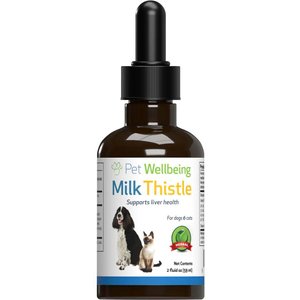 Pet Wellbeing Milk Thistle Bacon Flavored Liquid Liver Supplement for Dogs & Cats, 2-oz bottle