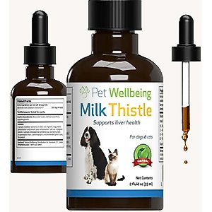 Pet Wellbeing Milk Thistle Bacon Flavored Liquid Liver Supplement for Dogs & Cats, 2-oz bottle