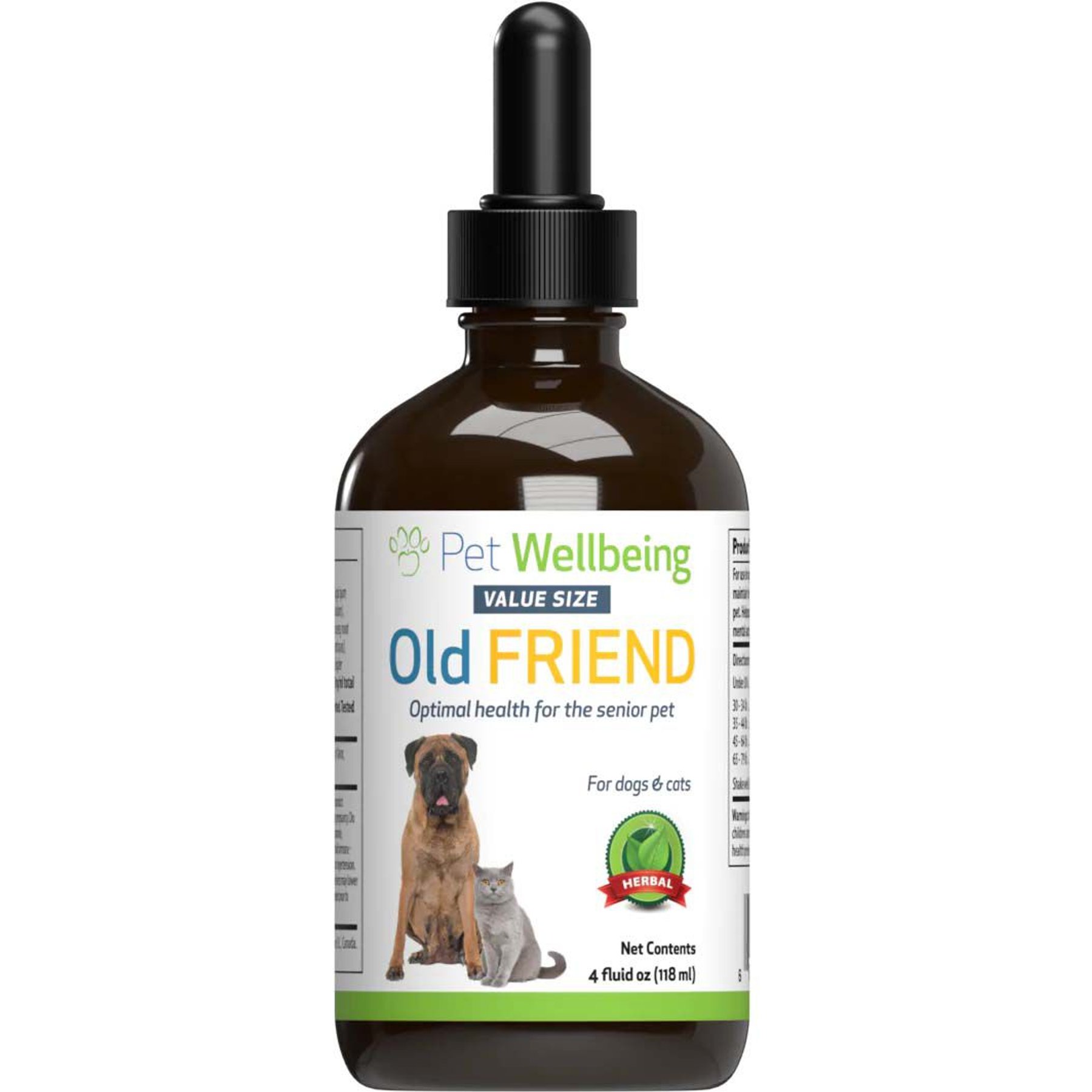 Pet Wellbeing Old FRIEND Bacon Flavored Liquid Supplement for Large Breed Senior Dogs, 4-oz bottle