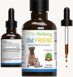 Pet Wellbeing Old FRIEND Bacon Flavored Liquid Supplement for Senior Cats & Dogs, 2-oz bottle slide 2 of 9