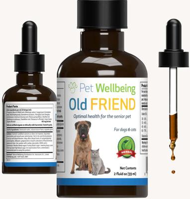 Show full view: Pet Wellbeing Old FRIEND Bacon Flavored Liquid Supplement for Senior Cats & Dogs, 2-oz bottle slide 3 of 10