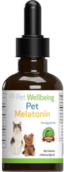 Pet Wellbeing Pet Melatonin Bacon Flavored Liquid Calming Supplement for Dogs