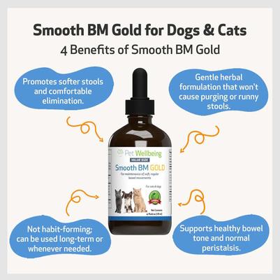 Show full view: Pet Wellbeing Smooth BM GOLD Bacon Flavored Liquid Digestive Supplement for Cats & Dogs, 4-oz bottle slide 5 of 11