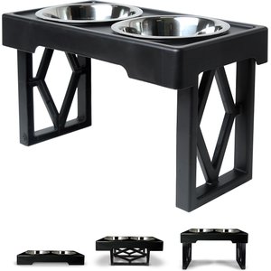 Frisco Marble Print Stainless Steel Double Elevated Dog Bowl