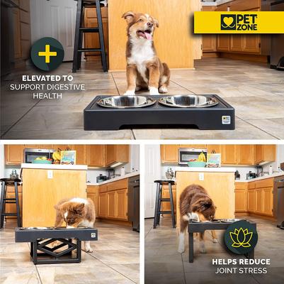 Show full view: Pet Zone Designer Diner Adjustable Elevated Dog & Cat Bowls, 7-cup slide 2 of 9