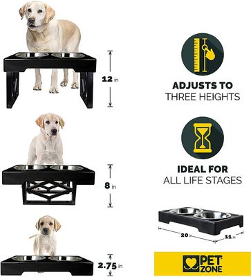 Show full view: Pet Zone Designer Diner Adjustable Elevated Dog & Cat Bowls, 7-cup slide 3 of 9