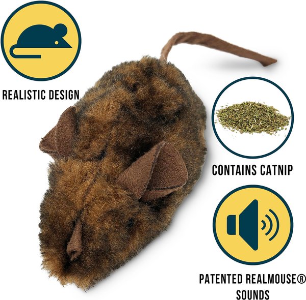 Pet Zone Play-N-Squeak Twice the Mice Cat Toy with Catnip