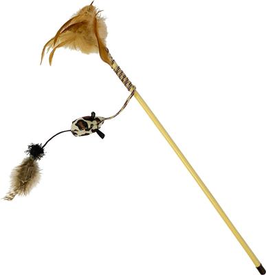 Show full view: Pet Zone Tiger Teaser Wand Cat Toy with Catnip, Color Varies slide 1 of 8