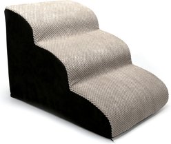 PetAble 3 Tier Step Up Pup Dog & Cat Stairs, Gray, Medium