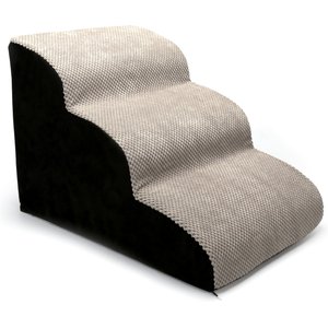 PetAble 3 Tier Step Up Pup Dog & Cat Stairs, Gray, Medium