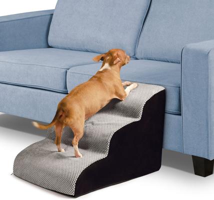 Show full view: PetAble 3 Tier Step Up Pup Dog & Cat Stairs, Gray, Medium slide 3 of 6