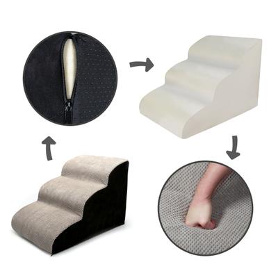 Show full view: PetAble 3 Tier Step Up Pup Dog & Cat Stairs, Gray, Medium slide 4 of 6