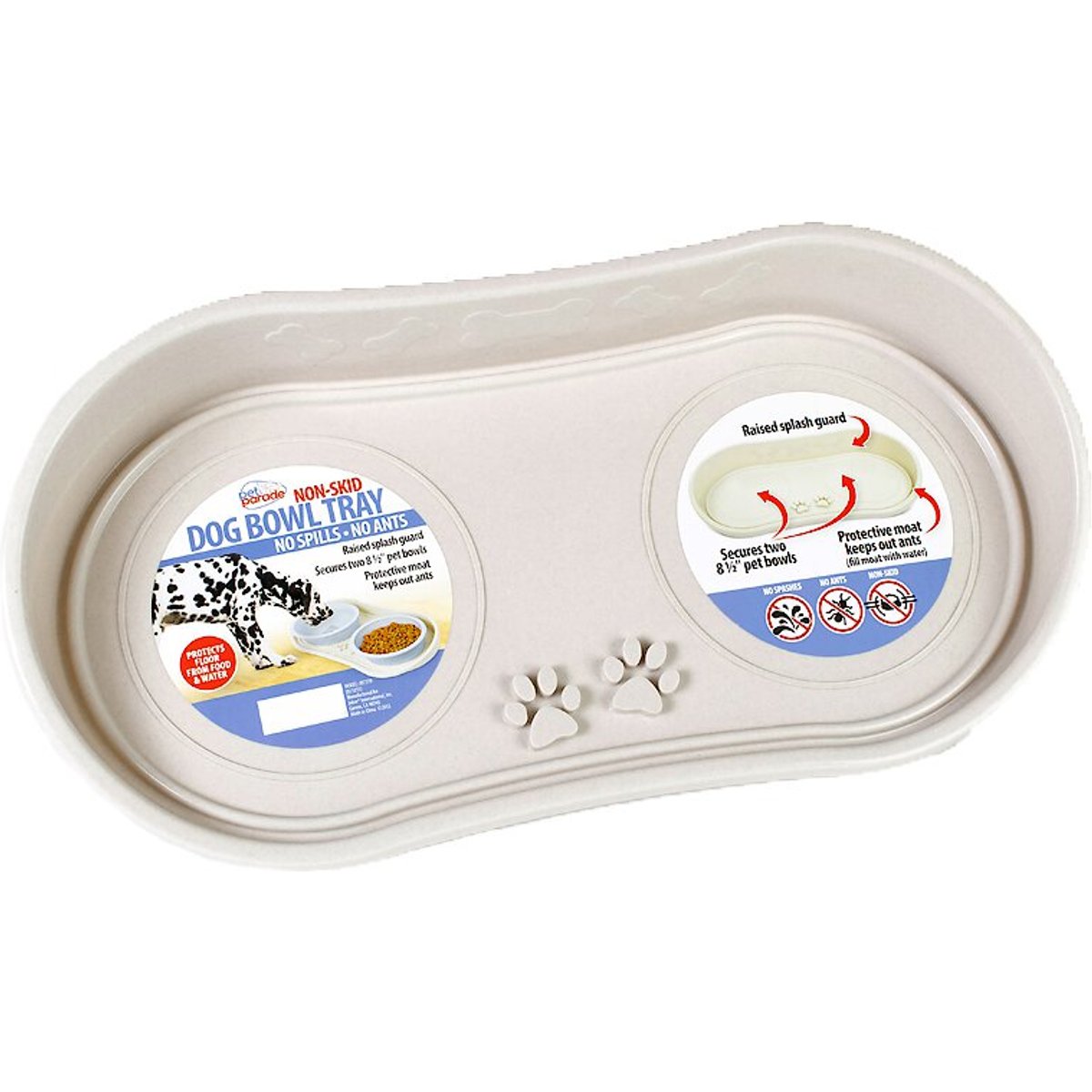 Pet-Able Non-Skid Dog Bowl Tray, Beige, 8.5-in