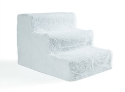 PetAble Three Step Dog & Cat Stairs, White, Medium