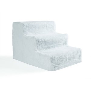 PetAble Three Step Dog & Cat Stairs, White, Medium