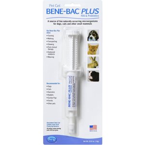 PetAg Bene-Bac Plus Pet Gel FOS & Probiotics for Dogs, Cats, Exotic & Wildlife Mammals, 15-g syringe