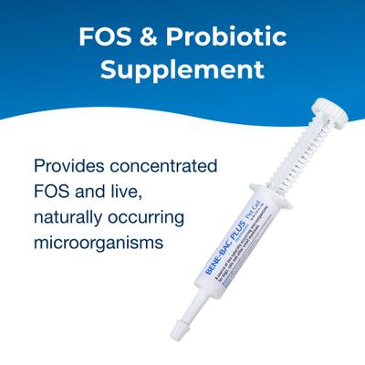 Show full view: PetAg Bene-Bac Plus Pet Gel FOS & Probiotics for Dogs, Cats, Exotic & Wildlife Mammals, 15-g syringe slide 3 of 11