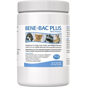 PetAg Bene-Bac Powder FOS & Probiotics for Dogs, Cats, Exotic & Wildlife Mammals, 16-oz jar