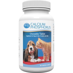 PetAg Calcium Phosphorus Daily Chewable Supplement Tablets for Dogs & Cats 12 Weeks & Older, 50-count