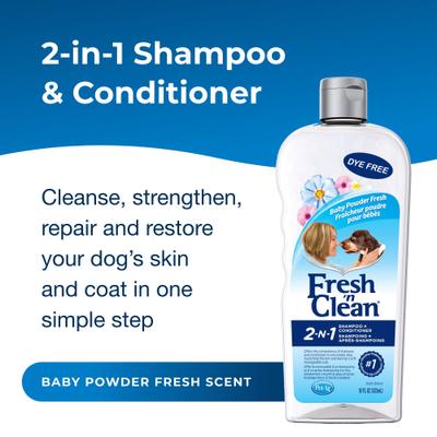 Show full view: PetAg Fresh 'n Clean 2-N-1 Conditioning Dog Shampoo, Baby Powder Fresh Scent, 18-fl oz bottle slide 2 of 9