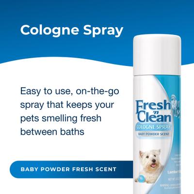 Show full view: PetAg Fresh 'n Clean Dog Cologne Spray, Baby Powder Scent, 6-fl oz can slide 2 of 10