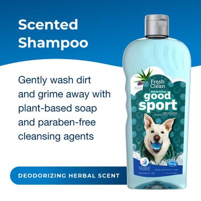 Show full view: PetAg Fresh ‘n Clean Good Sport Deodorizing Dog Shampoo, 18-fl oz bottle slide 2 of 8