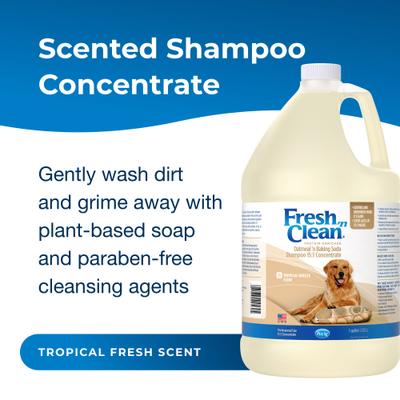 Show full view: PetAg Fresh 'n Clean Oatmeal 'n Baking Soda Dog Shampoo, Tropical Fresh Scent, 15:1 Concentrate, 1-gal bottle slide 2 of 9
