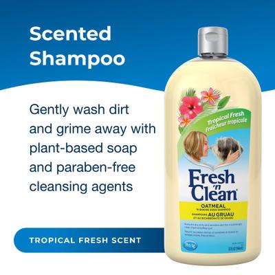 Show full view: PetAg Fresh 'n Clean Oatmeal 'n Baking Soda Dog Shampoo, Tropical Fresh Scent, 32-fl oz bottle slide 2 of 10