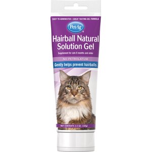 PetAg Hairball Natural Solution Gel Supplement for Cats 6 Months & Older, Petrolatum Free, 3.5-oz tube
