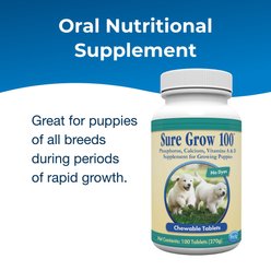 PetAg Sure Grow 100 Calcium & Phosphorus Chewable Supplement Tablets for Puppies 8 Weeks & Older, 100 count slide 2 of 5