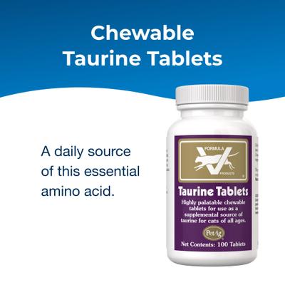 Show full view: PetAg Taurine Daily Chewable Tablet Supplement for Cats, 100 count slide 3 of 8
