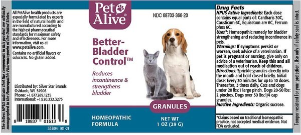 PetAlive Better-Bladder Control Granules Incontinence Symptoms Supplement for Dogs & Cats
