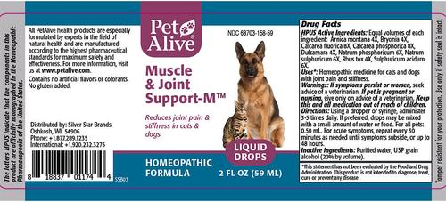 Show full view: PetAlive Muscle & Joint Support-M Homeopathic Medicine for Joint Pain/Arthritis for Dogs & Cats, 2-fl oz bottle slide 3 of 6