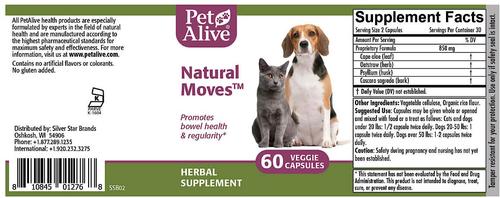 Show full view: PetAlive Natural Moves Bowel Health Dog & Cat Supplement, 60 count slide 3 of 6