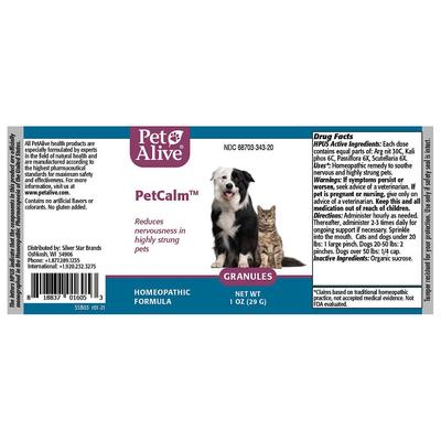 Show full view: PetAlive PetCalm Homeopathic Medicine for Anxiety for Dogs & Cats, 1-oz jar slide 5 of 8