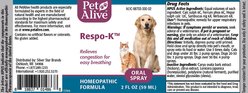 PetAlive Respo-K Homeopathic Medicine for Respiratory Infections for Cats & Dogs, 2-fl oz bottle slide 2 of 5