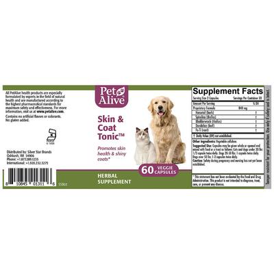 Show full view: PetAlive Skin & Coat Tonic Shiny & Glossy Fur Dog & Cat Supplement, 60 count slide 3 of 5