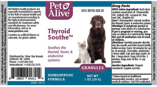 Show full view: PetAlive Thyroid Soothe Homeopathic Medicine for Hyperthyroidism for Dogs & Cats, 1-oz jar slide 5 of 7