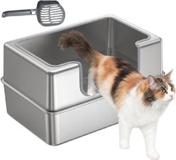 PETALPAW High Sided Stainless Steel Cat Litter Box, XX-Large: 24-in slide 1 of 7