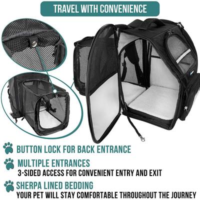 Show full view: PetAmi Airline Approved Backpack Dog & Cat Carrier, Black slide 4 of 8