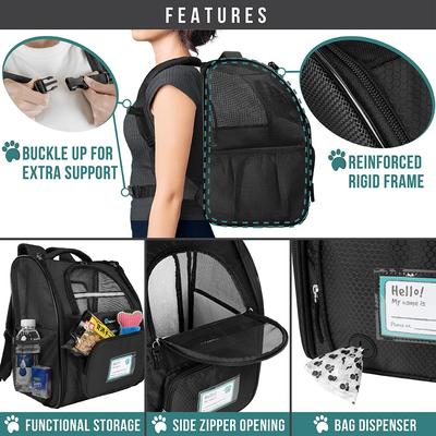 Show full view: PetAmi Airline Approved Backpack Dog & Cat Carrier, Black slide 6 of 8