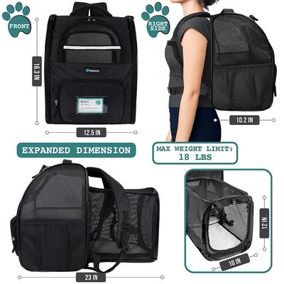 Show full view: PetAmi Airline Approved Backpack Dog & Cat Carrier, Black slide 2 of 8